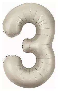 Шар фольгированный 40 «Цифра 3», Slim, мистик крем