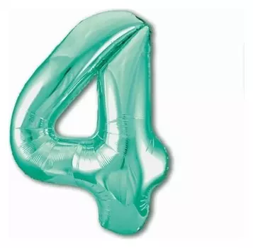Шар фольгированный 40" «Цифра 4», цвет бискайский зелёный Slim