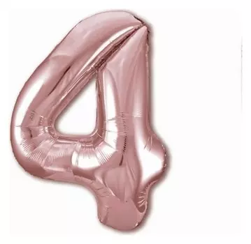 Шар фольгированный 40" «Цифра 4», цвет розовое золото Slim