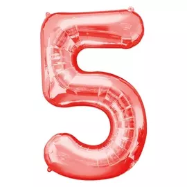 Шар фольгированный 40" Цифра 5, цвет красный