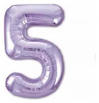 Шар фольгированный 40" «Цифра 5», цвет пастельный фиолетовый Slim
