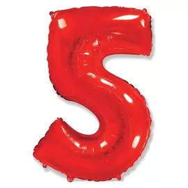 Шар фольгированный 40" цифра 5, красный