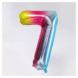Шар фольгированный 40" «Цифра 7», радуга