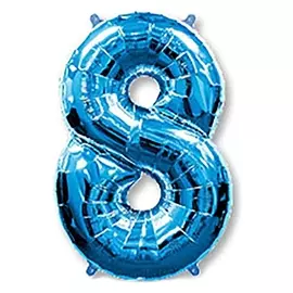 Шар фольгированный 40""цифра 8", цвет голубой