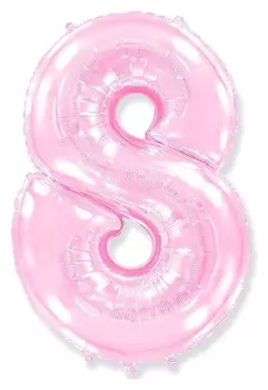 Шар фольгированный 40 "Цифра 8" розовый, Pink