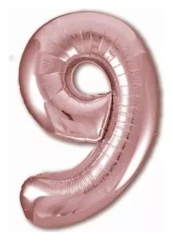 Шар фольгированный 40" «Цифра 9», цвет розовое золото Slim