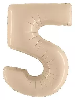 Шар фольгированный 40" «Цифра пять», сатин сream