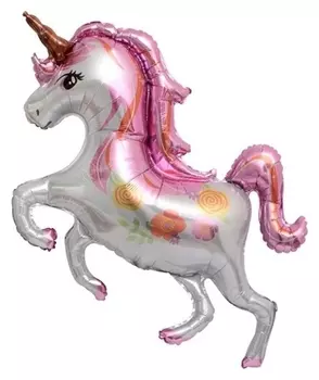 Шар фольгированный 47" «Цветочный единорог»
