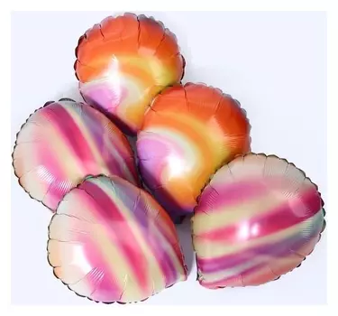 Шар фольгированный, круг 13""космос-северное сияние", для палочки набор 5шт.