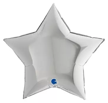 Шар фольгированный звезда 36" металлик Silver