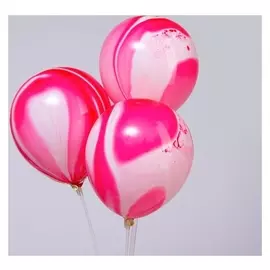 Шар латексный 10""Мрамор", набор 5 шт., цвет красный