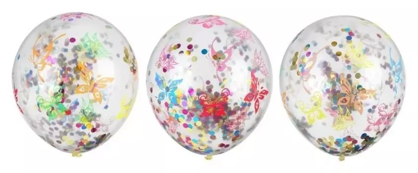 Шар латексный 12""бабочки", сердце, конфетти, фольга, набор 5 шт