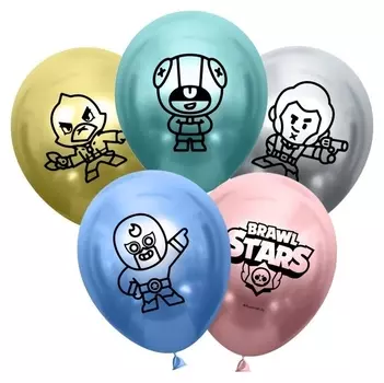 Шар латексный 12" Brawl Stars «Герои», хром, 2-сторонний, набор 25 шт.