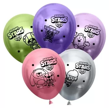Шар латексный 12" Brawl Stars «Команда бойцов», хром, 2-сторонний, набор 25 шт.