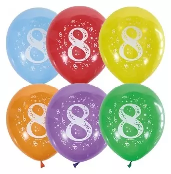 Шар латексный 12" «Цифра 8», пастель, 2-сторонний, набор 10 шт.