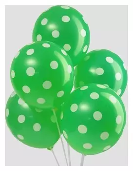Шар латексный 12""Горох", набор 5 шт., цвет зелёный