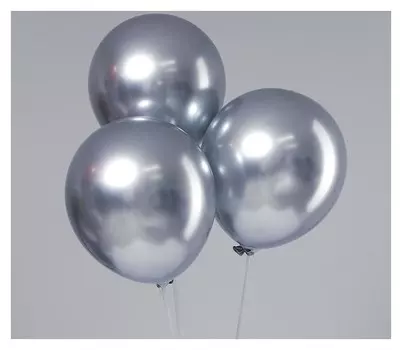 Шар латексный 12" «Хром», металл, набор 5 шт., цвет серебряный