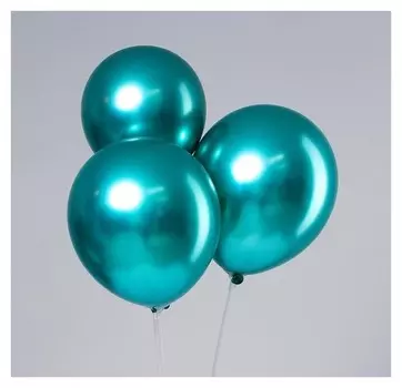 Шар латексный 12" «Хром», металл, набор 5 шт., цвет зелёный