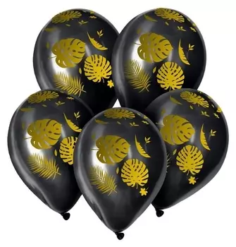 Шар латексный 12" «Листья», пастель, набор 50 шт., цвет чёрный