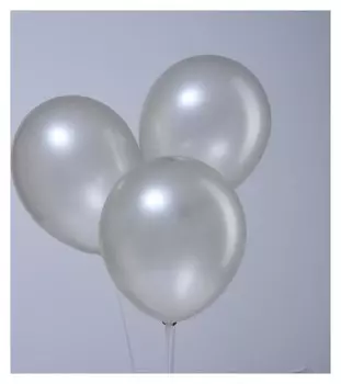 Шар латексный 12", металл, набор 12 шт., цвет серебро