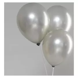 Шар латексный 12", перламутровый, набор 5 шт, цвет серебро