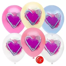 Шар латексный 12""сердце граффити", макарунс, пастель 1 ст, набор 50 шт.