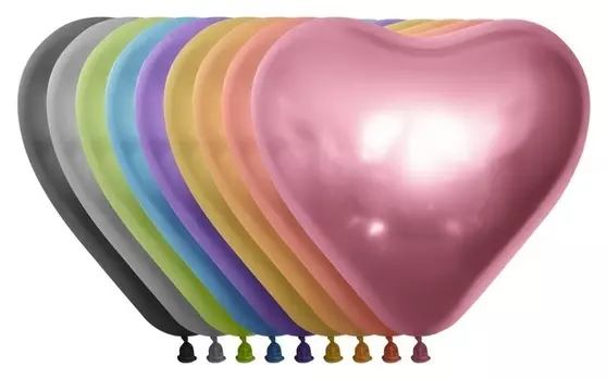 Шар латексный 12", сердце, хром, набор 25 шт.