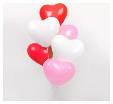Шар латексный 12", сердце, стандарт, набор 50 шт.