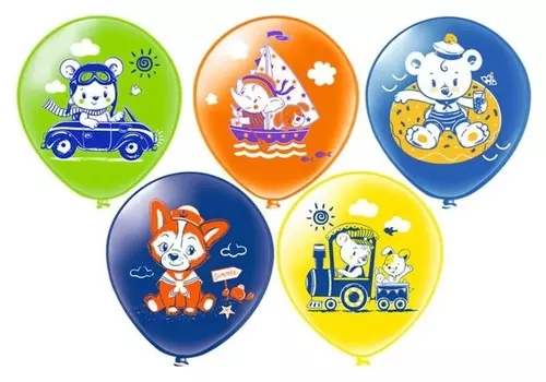 Шар латексный 12" «Шарики для мальчика!», шелкография, 1-сторонний, 5 дизайнов, набор 100 шт.