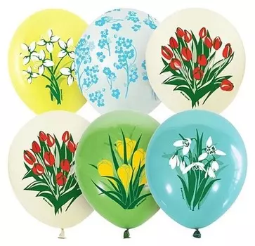 Шар латексный 12" «Весенние цветы», набор 25 шт.
