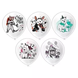 Шар латексный 12" «Зайчики», пастель, 5 дизайнов, 1-сторонний, набор 25 шт.