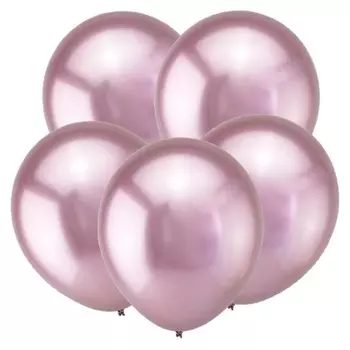 Шар латексный 12", зеркальный, хром, набор 50 шт., цвет розовый