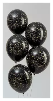 Шар латексный 12" «Звёздный дождь», пастель, набор 15 шт., цвет чёрный