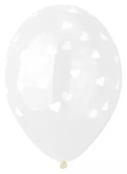 Шар латексный 14" «Сердца белые», кристалл, шелкография, набор 25 шт.