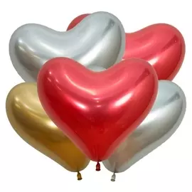 Шар латексный 14", сердце, Reflex, (900-50), хром, набор 50 шт.