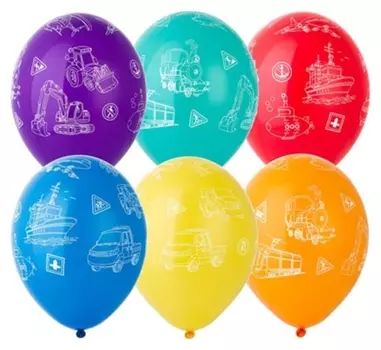 Шар латексный 14" «Виды транспорта», пастель, 5-сторонний, набор 25 шт.