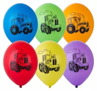 Шар латексный 14""забавный трактор" пастель 2ст, набор 50шт.