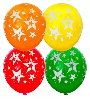 Шар латексный 14" «Звёзды большие», кристалл, набор 25 шт.