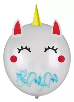 Шар латексный 18""единорог", 1 шт., наклейки, перья