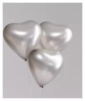 Шар латексный сердце 12", перламутровый, набор 100 шт, цвет серебро
