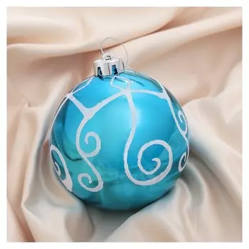 Шар пластик D-12 см "Расписной узор" бирюза