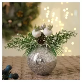 Шар пластик D-8 см "Валенсия" текстура шишка ягодки веточки