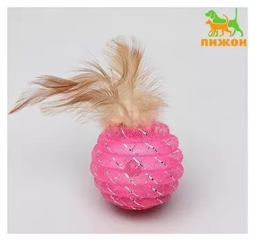 Шар-погремушка праздничный с перьями, 4,5 см