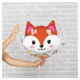 Шар полимерный «Шар в шаре. лиса» + конфетти