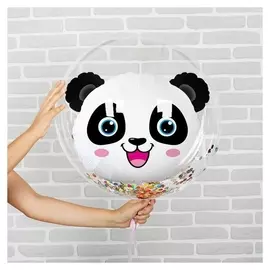 Шар полимерный «Шар в шаре. панда» + конфетти