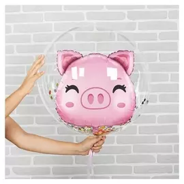 Шар полимерный «Шар в шаре. свинка» + конфетти