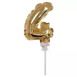 Шар самонадувной цифра 4 Gold 18см арт.6059507