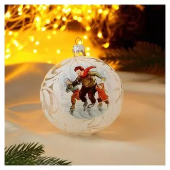 Шар "Три конькобежца" ( прозрачный )10см