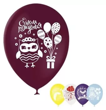 Шар воздушный 12" «День рождения», детские персонажи, пастель, 1 ст., набор 25 шт