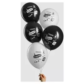 Шар воздушный 12""С днём рождения!", хештеги, 5-сторонний, набор 25 шт.